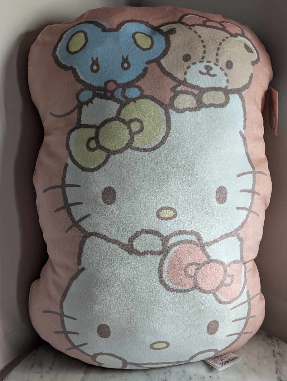 Hello Kitty Pink and White Plush Accent Pillow with Pastel Characters